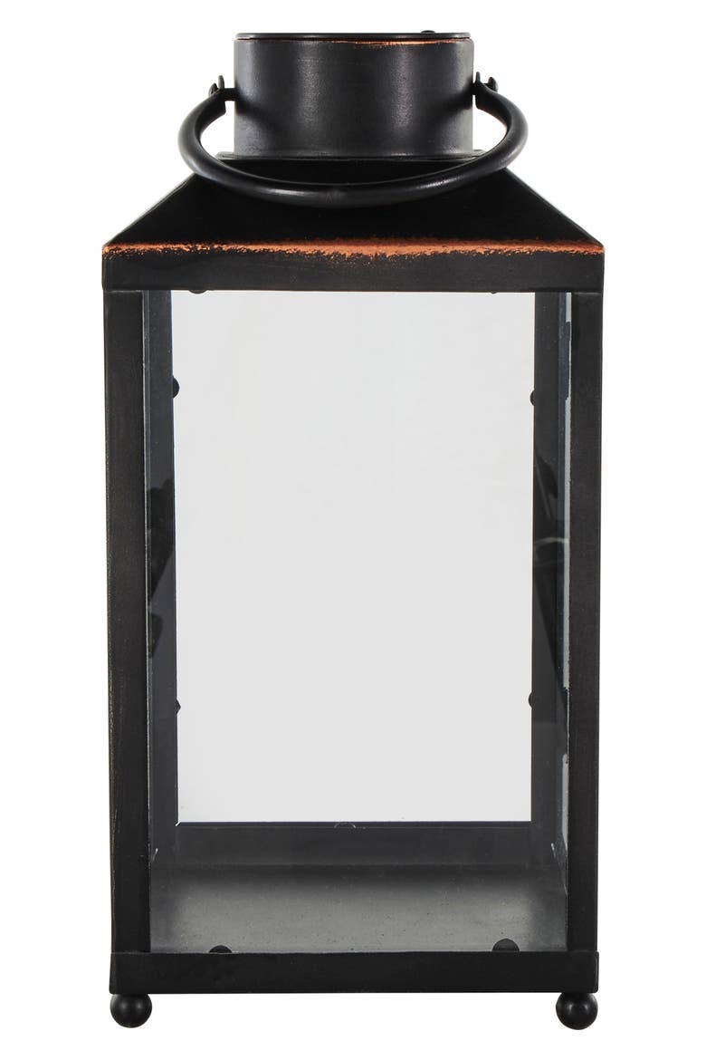 Black Metal Candle Lantern, Alternate, color, BLACK