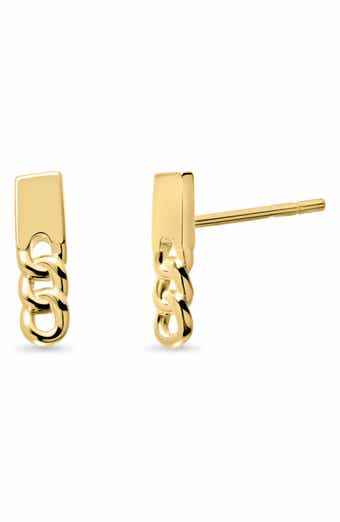 14k Gold Bar Stud Earrings