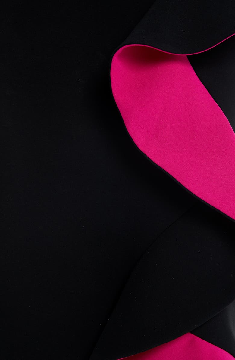 McQueen Alexander McQueen Contrast Ruffle Trim Sheath Dress, Alternate, color,