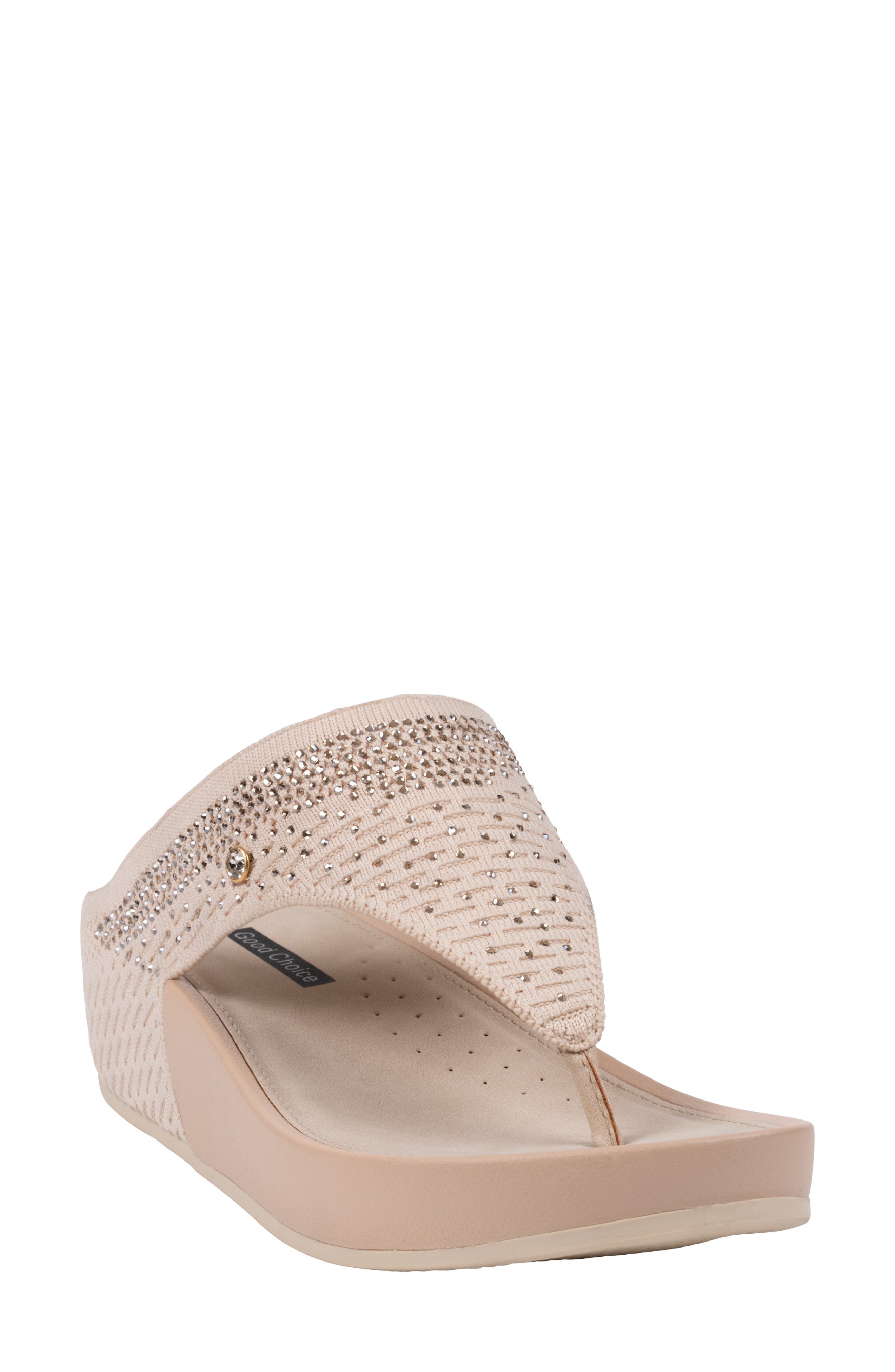 GOOD CHOICE NEW YORK Evanti Wedge Sandal, Main, color, Beige