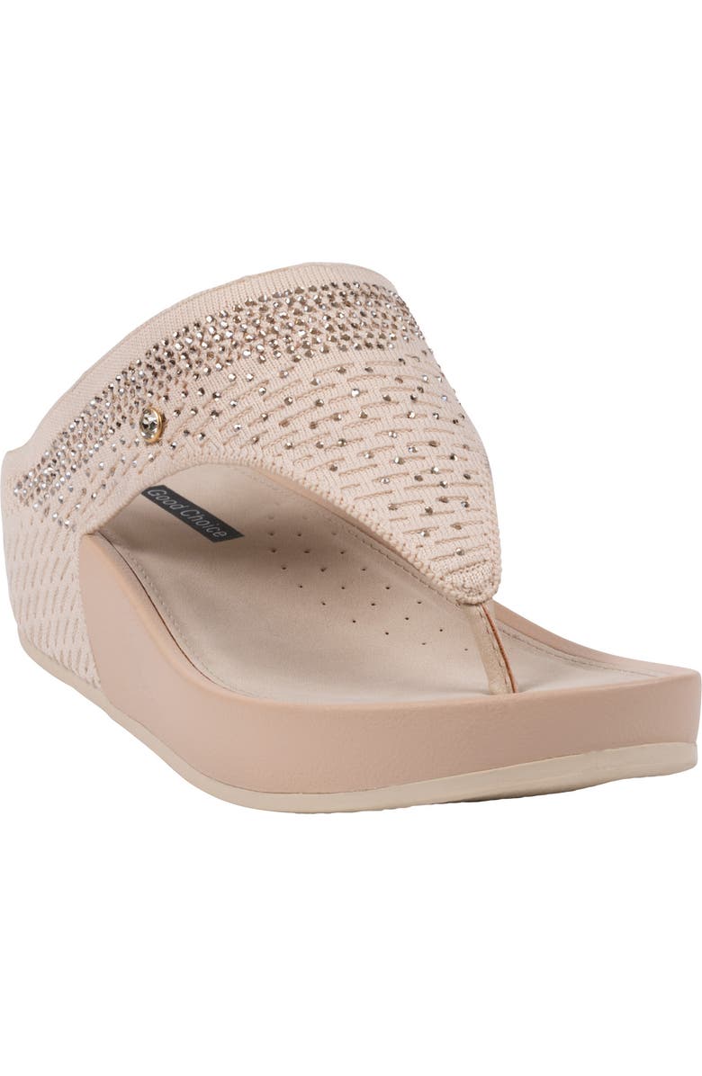 GOOD CHOICE NEW YORK Evanti Wedge Sandal, Main, color, Beige