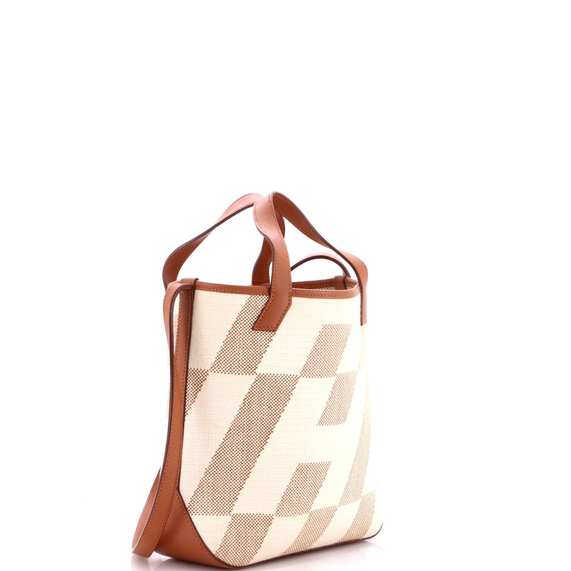 Cabas H en Biais Tote Canvas with Leather 27, Alternate, color, Metallic Gold