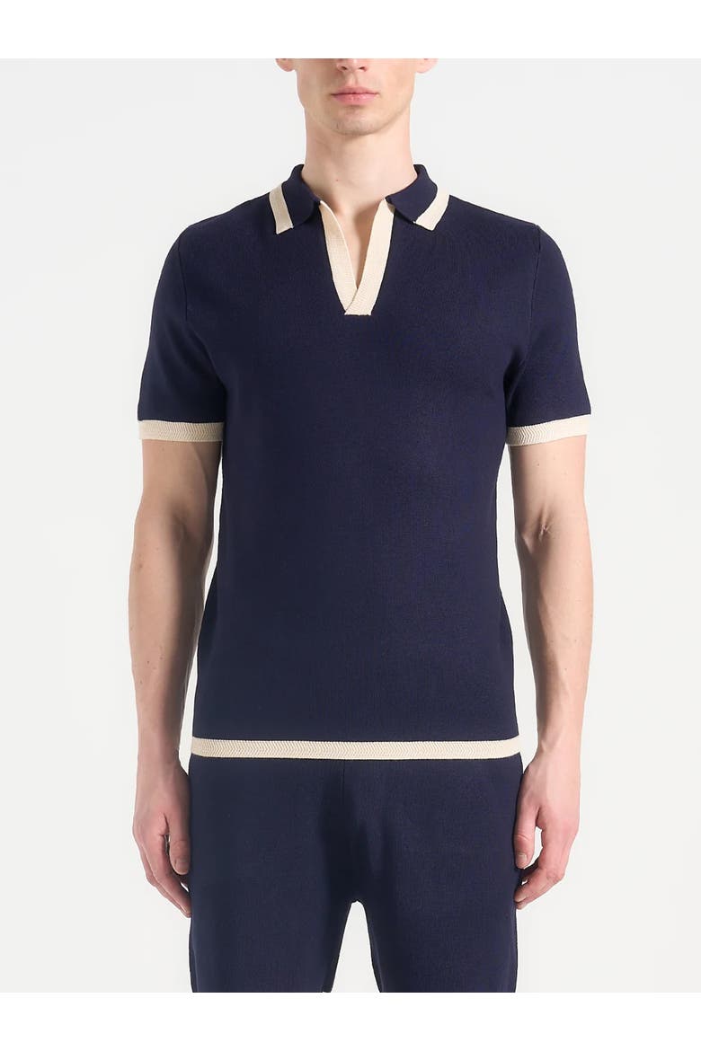 Lambert Contrast Detail Knit Polo Shirt, Alternate, color, Navy