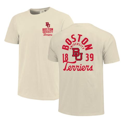 Men
s Cream Boston University Comfort Colors Mascot Overlay T-Shirt