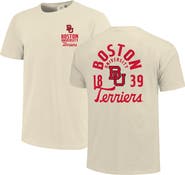 IMAGE ONE Men's Cream Boston University Comfort Colors Mascot Overlay T-Shirt