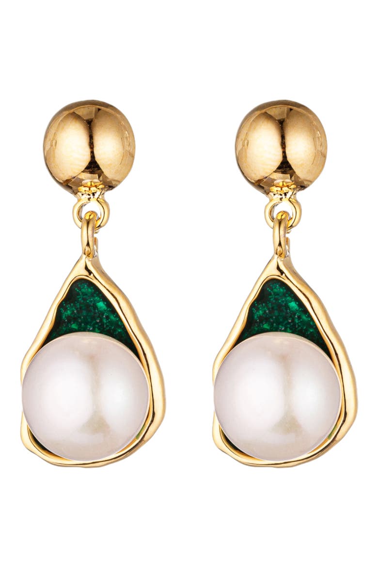 Agnes Freshwater Pearl Drop Earrings, Main, color, GOLD