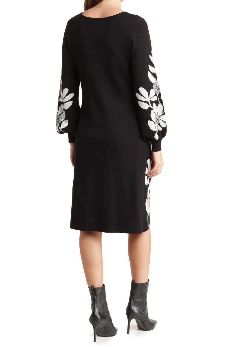 Nina Leonard Floral Sweater Dress, Alternate, color,