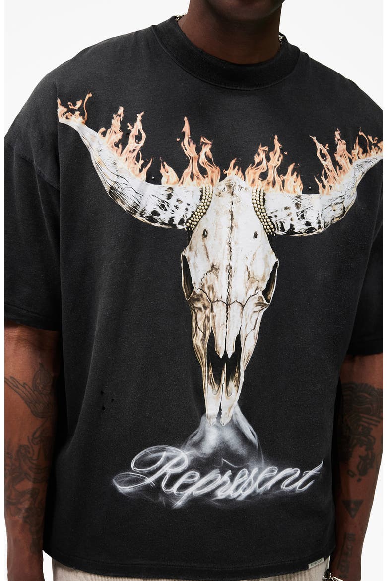British Cowboys Cotton T-Shirt, Alternate, color, STAINED BLACK