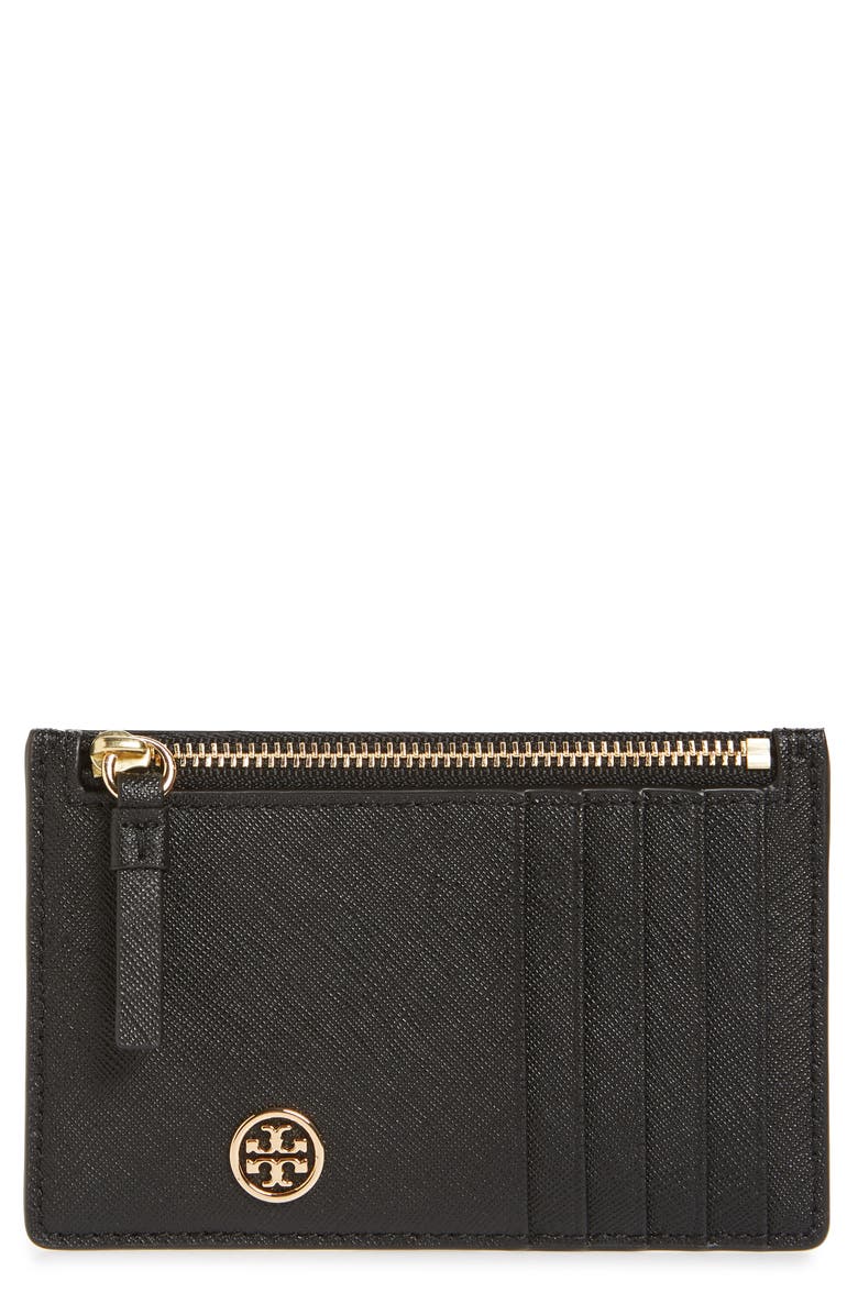 Tory Burch Robinson Leather Card Case, Main, color, 