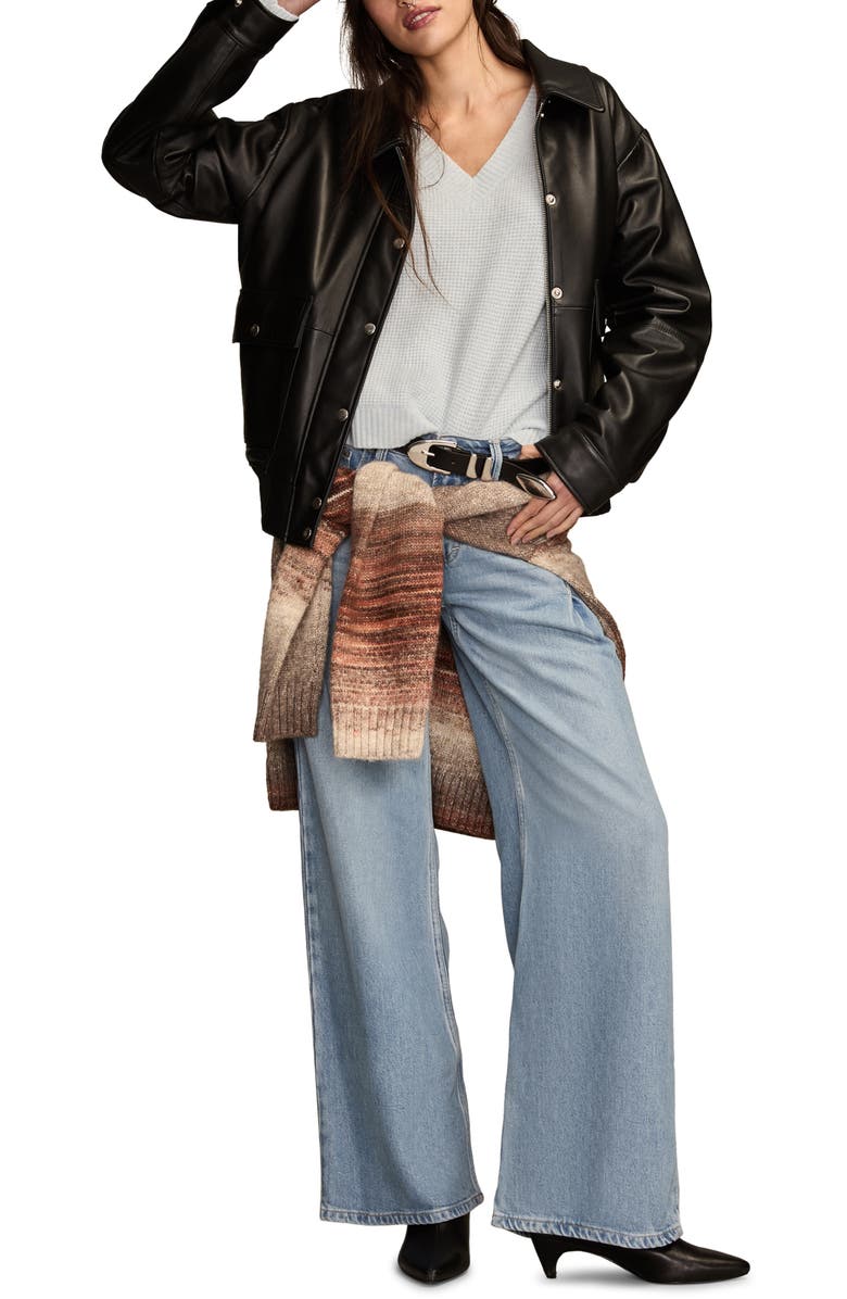 Lucky Brand Waffle Knit V-Neck Sweater, Alternate, color, Skywriting