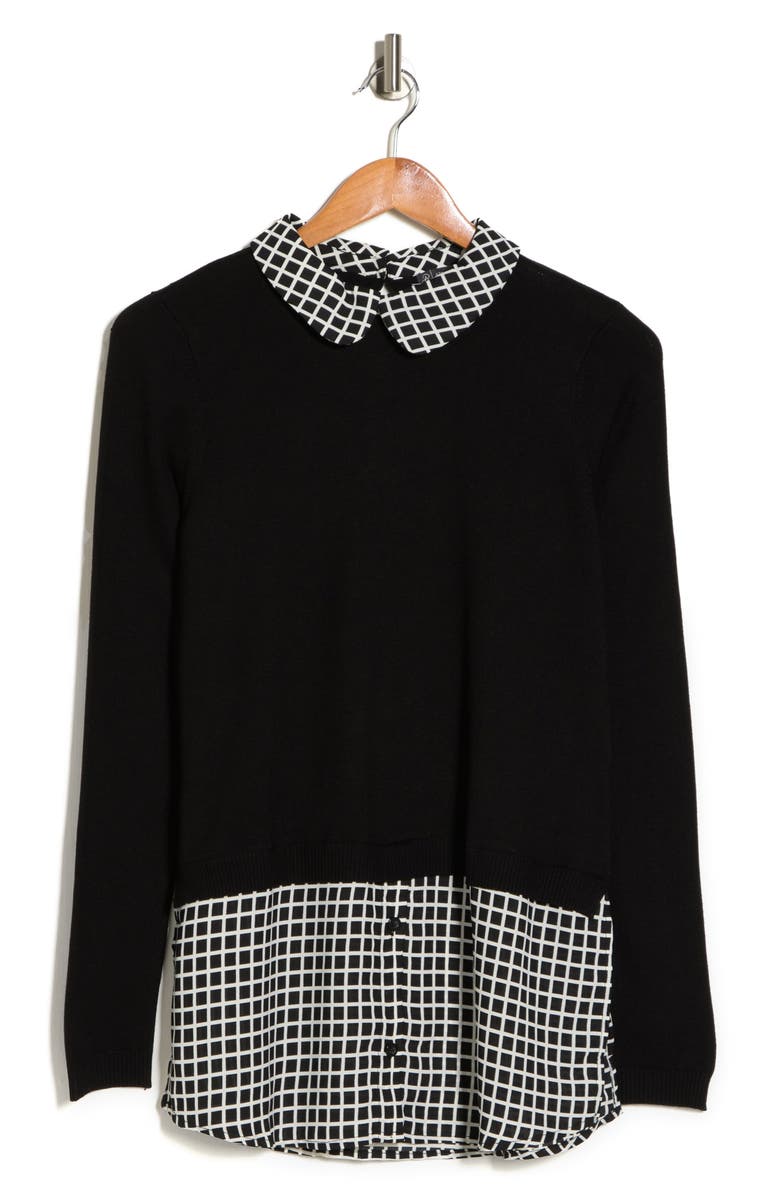 Adrianna Papell Peter Pan Collar Sweater Shirt, Alternate, color, 