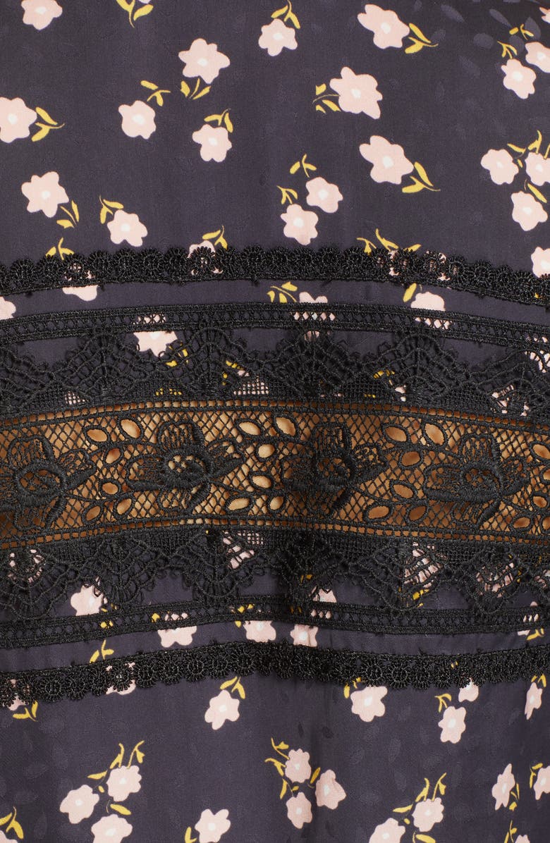 Self-Portrait Ditsy Floral Print Peplum Top, Alternate, color, 