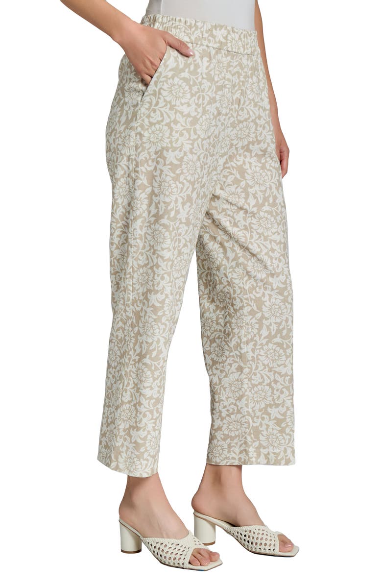 Jones New York Floral Wide Leg Crop Linen Blend Pants, Alternate, color, 