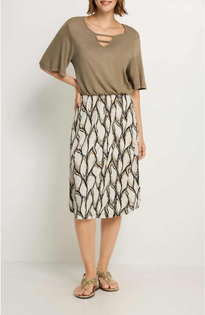 LASCANA Women's 2-In-1 Short Sleeve Dress, Main, color, Ivory Khaki