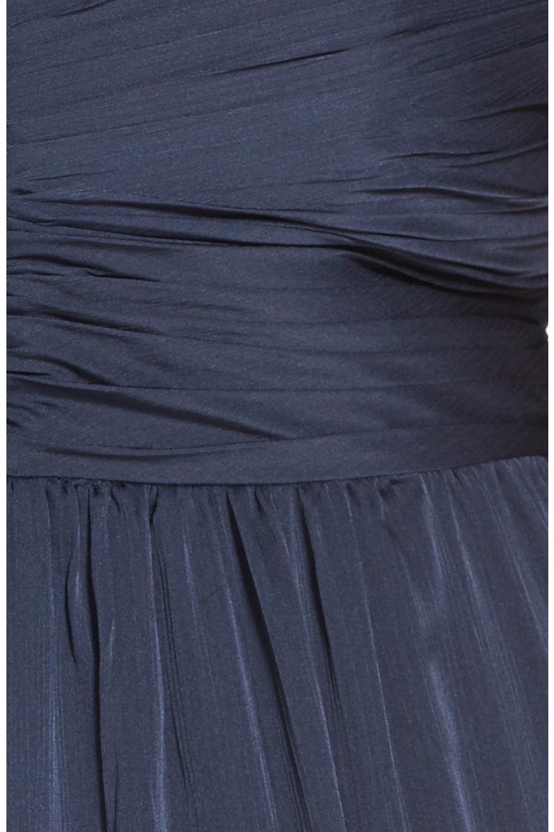 Beaded Shoulder Pleat Chiffon Gown, Alternate, color, INK