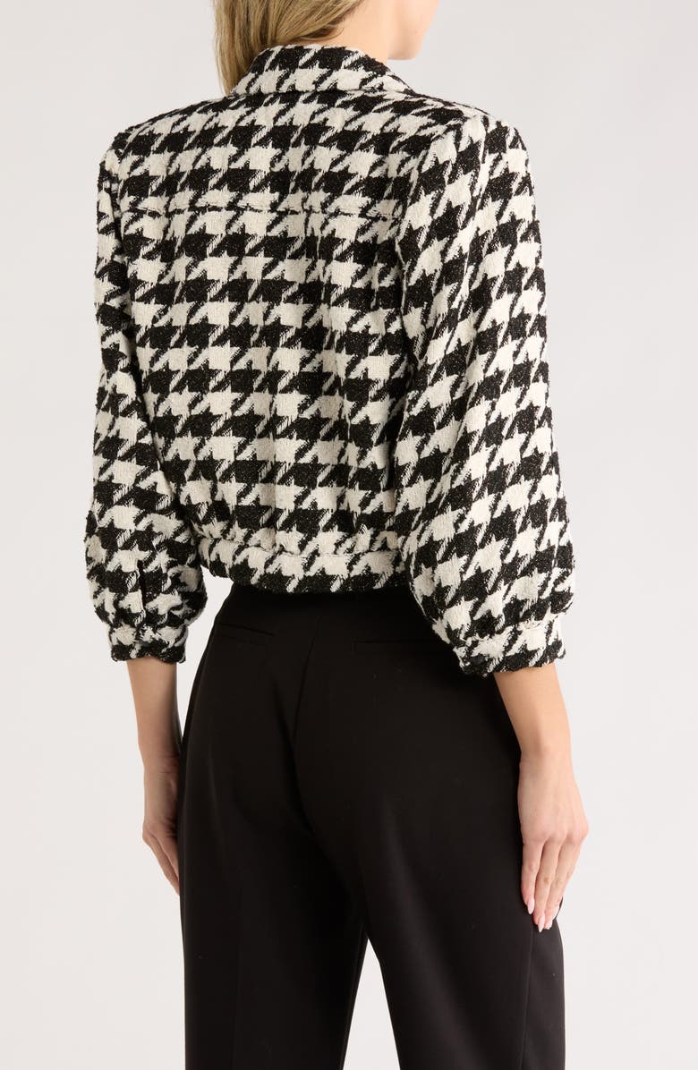 L'AGENCE Bridges Houndstooth Crop Jacket, Alternate, color, Ecru/ Black/ Gold Houndstooth