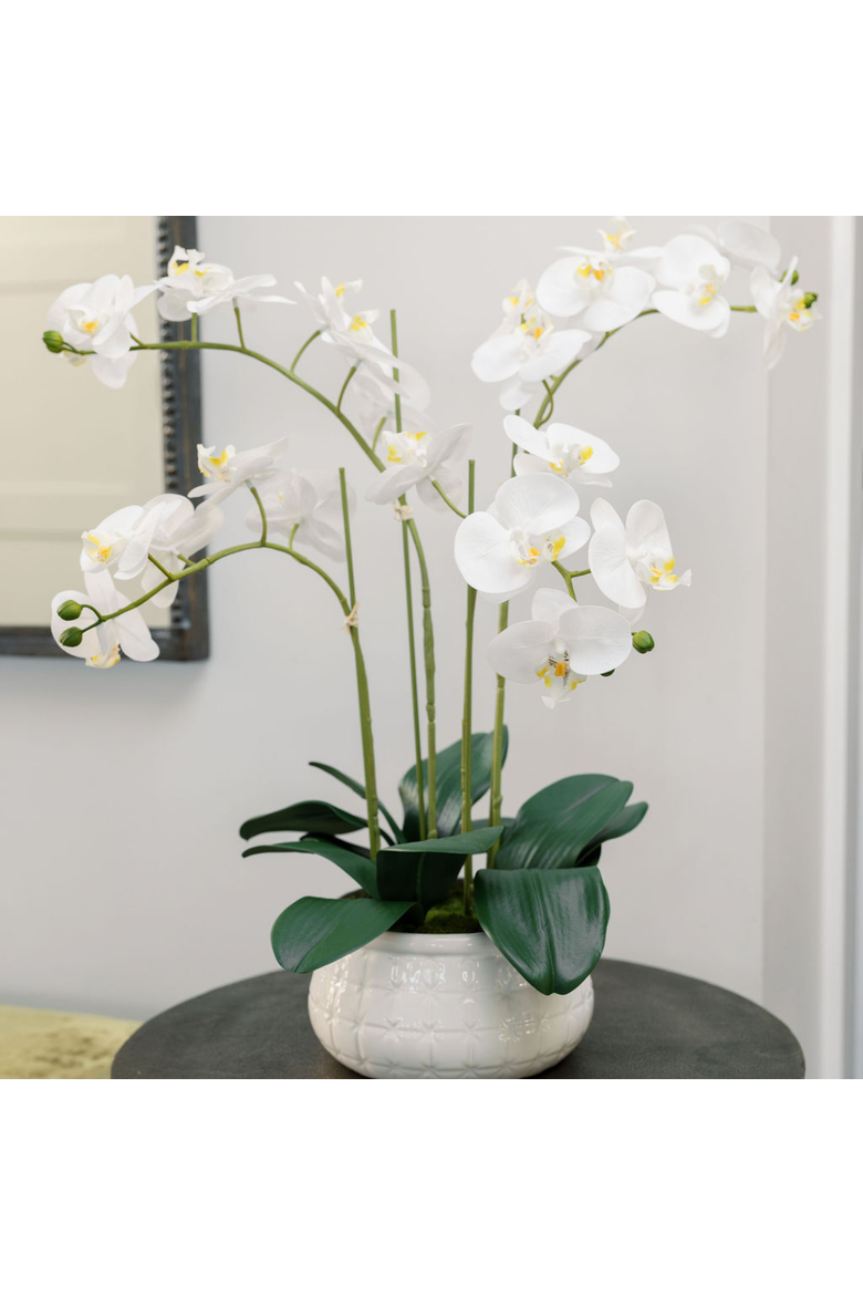 Artificial 4-Stem Phalaenopsis White Orchid, Alternate, color, White
