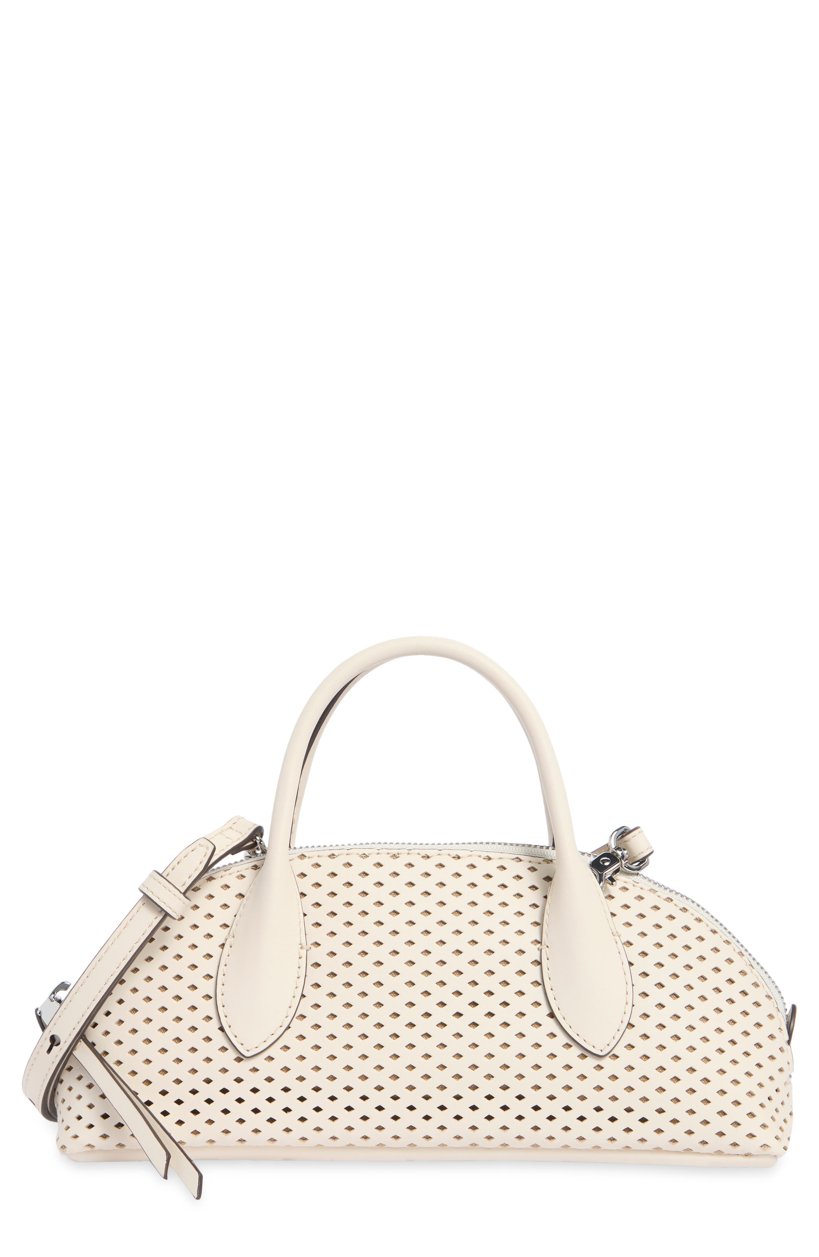 Small 2000s Revival Perforated Leather Dome Satchel