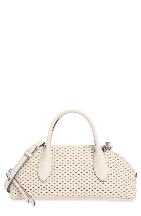 Small 2000s Revival Perforated Leather Dome Satchel