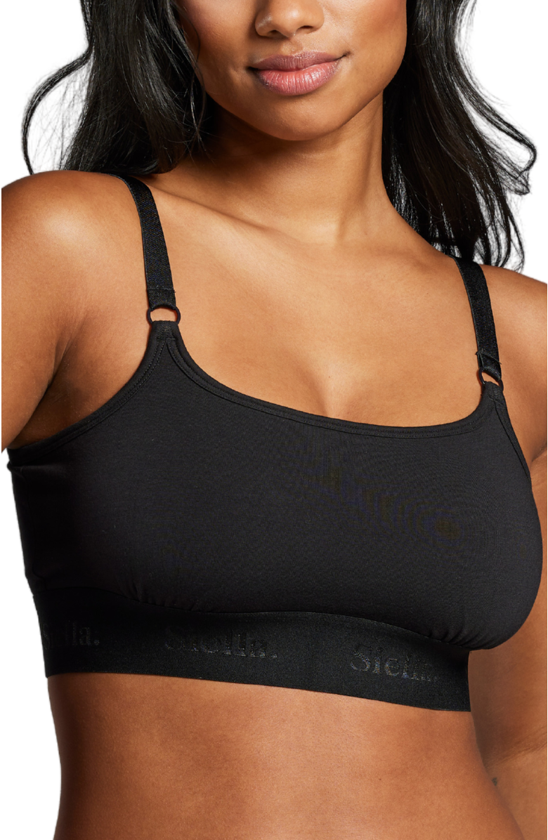 Siella Organic Cotton Scoop Neck Bralette, Main, color, Black