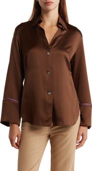 Vince Tipped Silk Button-Up Shirt