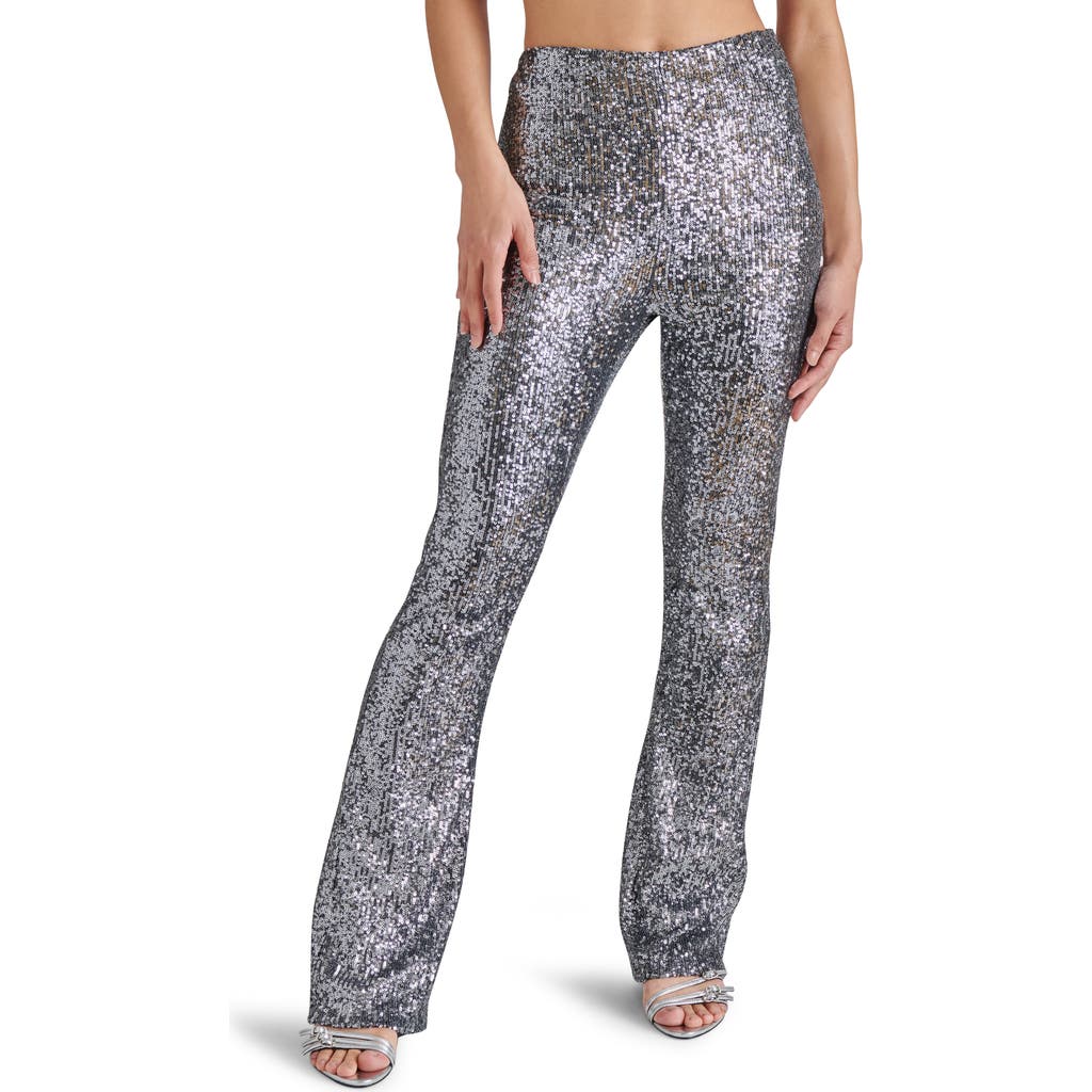 STEVE MADDEN STEVE MADDEN CITRINE SEQUIN HIGH WAIST FLARE LEG PANTS