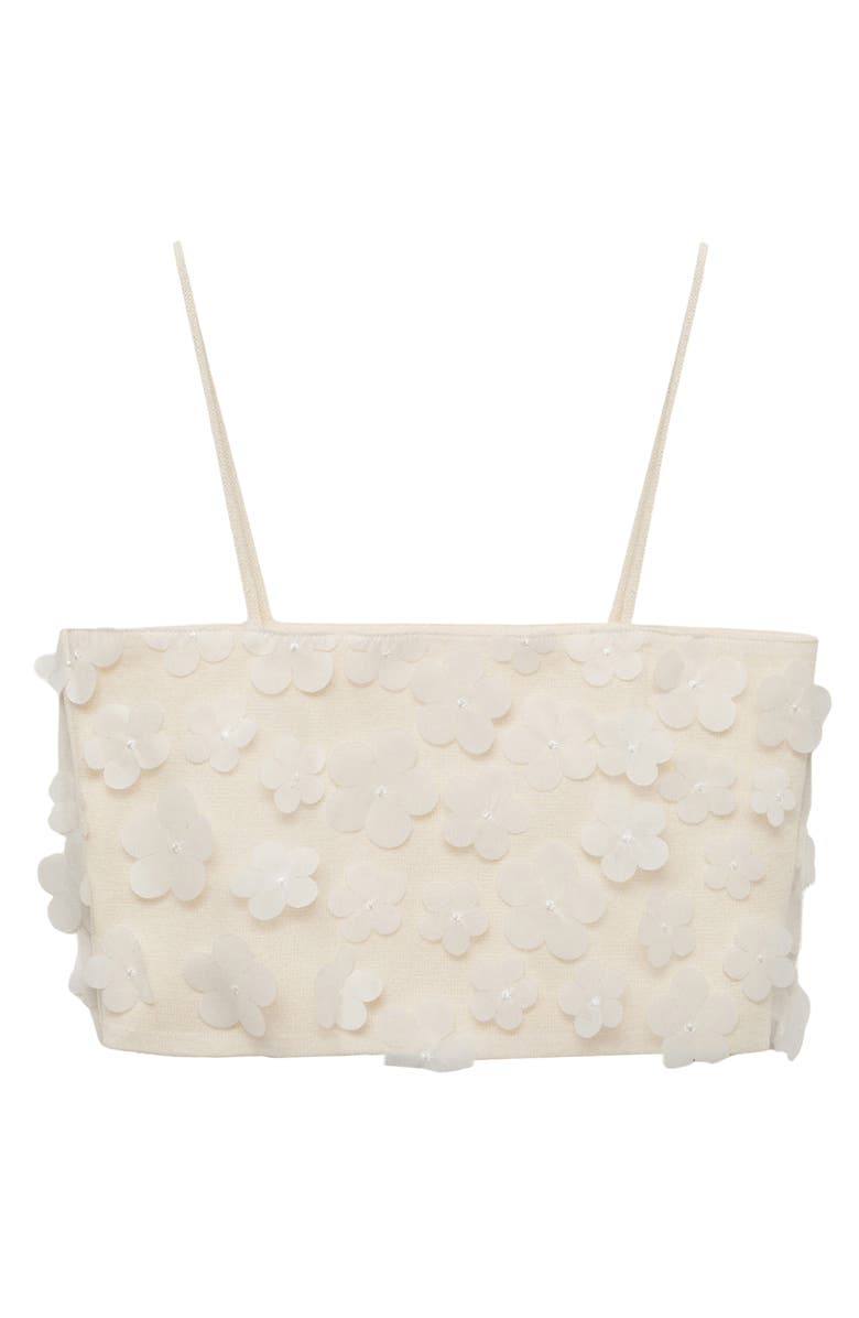 MANGO Floral Appliqué Knit Crop Camisole, Alternate, color, White
