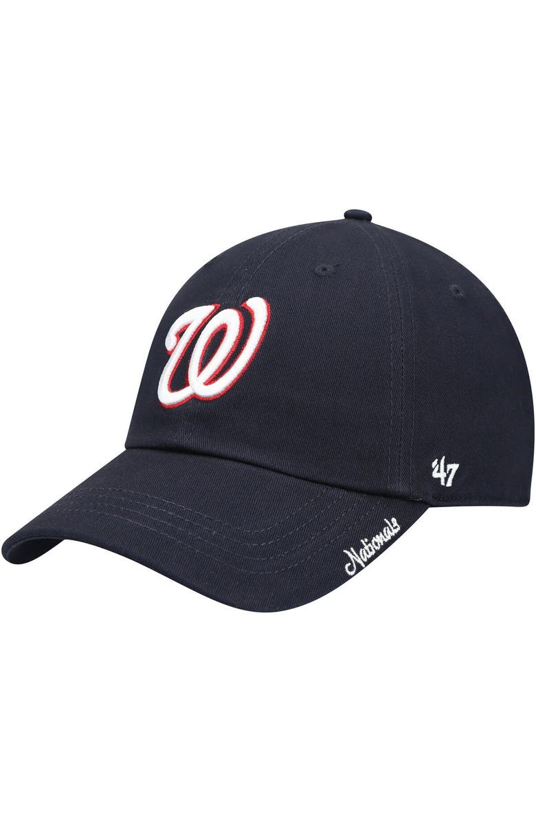 '47 Women's '47 Navy Washington Nationals Team Miata Clean Up Adjustable Hat, Main, color,
