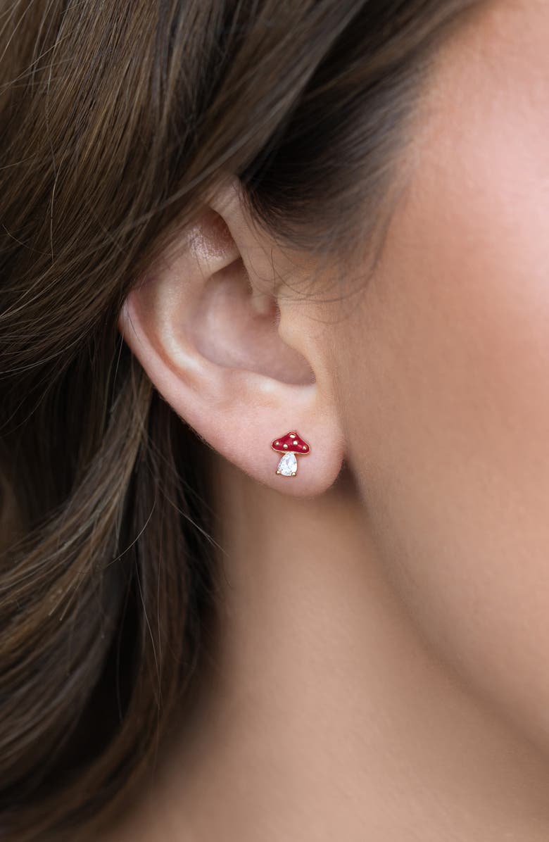 Girls Crew Magical Mushroom Stud Earrings, Alternate, color, Gold