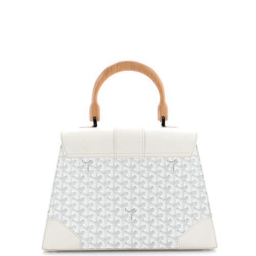 Pre-owned Goyard  Goyard Saigon Top Handle Bag Coated Canvas With Leather Mm In White