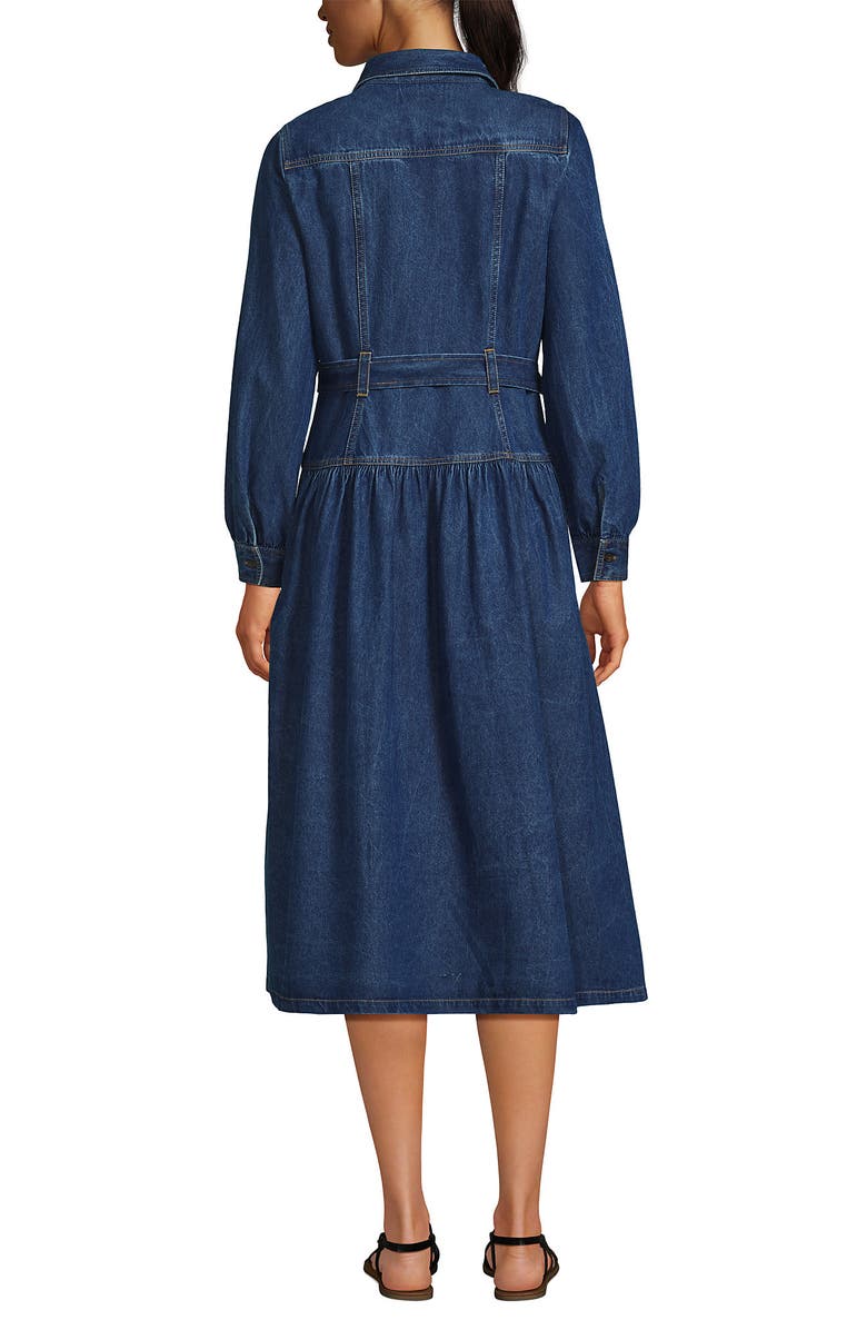 Lands' End Soft Denim Midi Shirt Dress, Alternate, color, Indigo Tide Blue