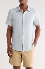 14th & Union Linen & Cotton Short Sleeve Button-Up Shirt
