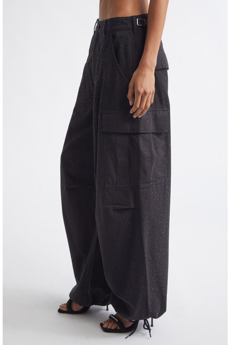 Crystal Embellished Cargo Pants, Alternate, color, WASHED JET BLACK