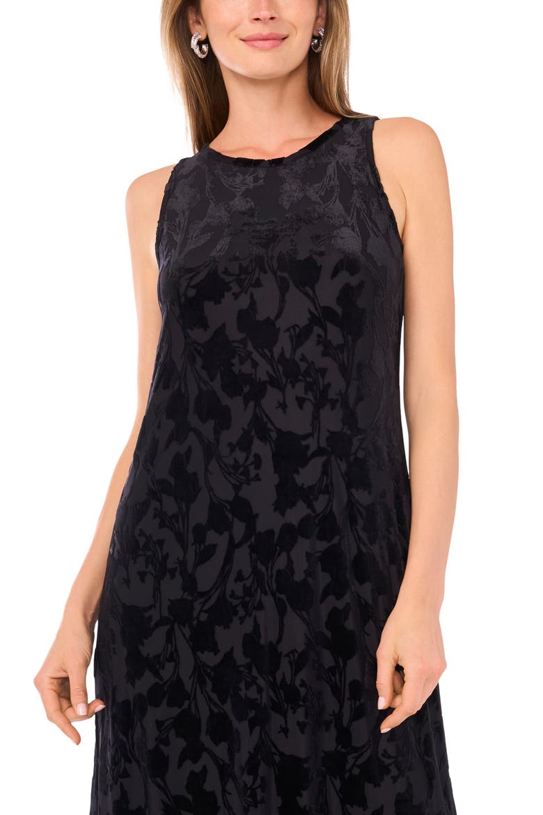 Velvet Flocked Mesh Dress, Alternate, color, RICH BLACK