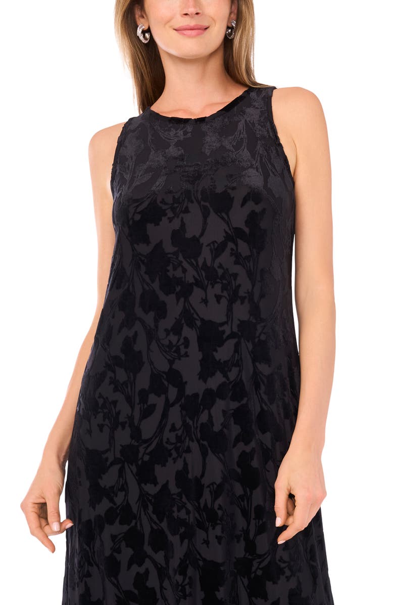 Vince Camuto Velvet Flocked Mesh Dress, Alternate, color, Rich Black