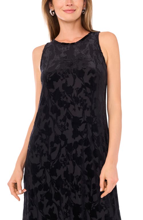 Vince Camuto Velvet Flocked Mesh Dress In Black