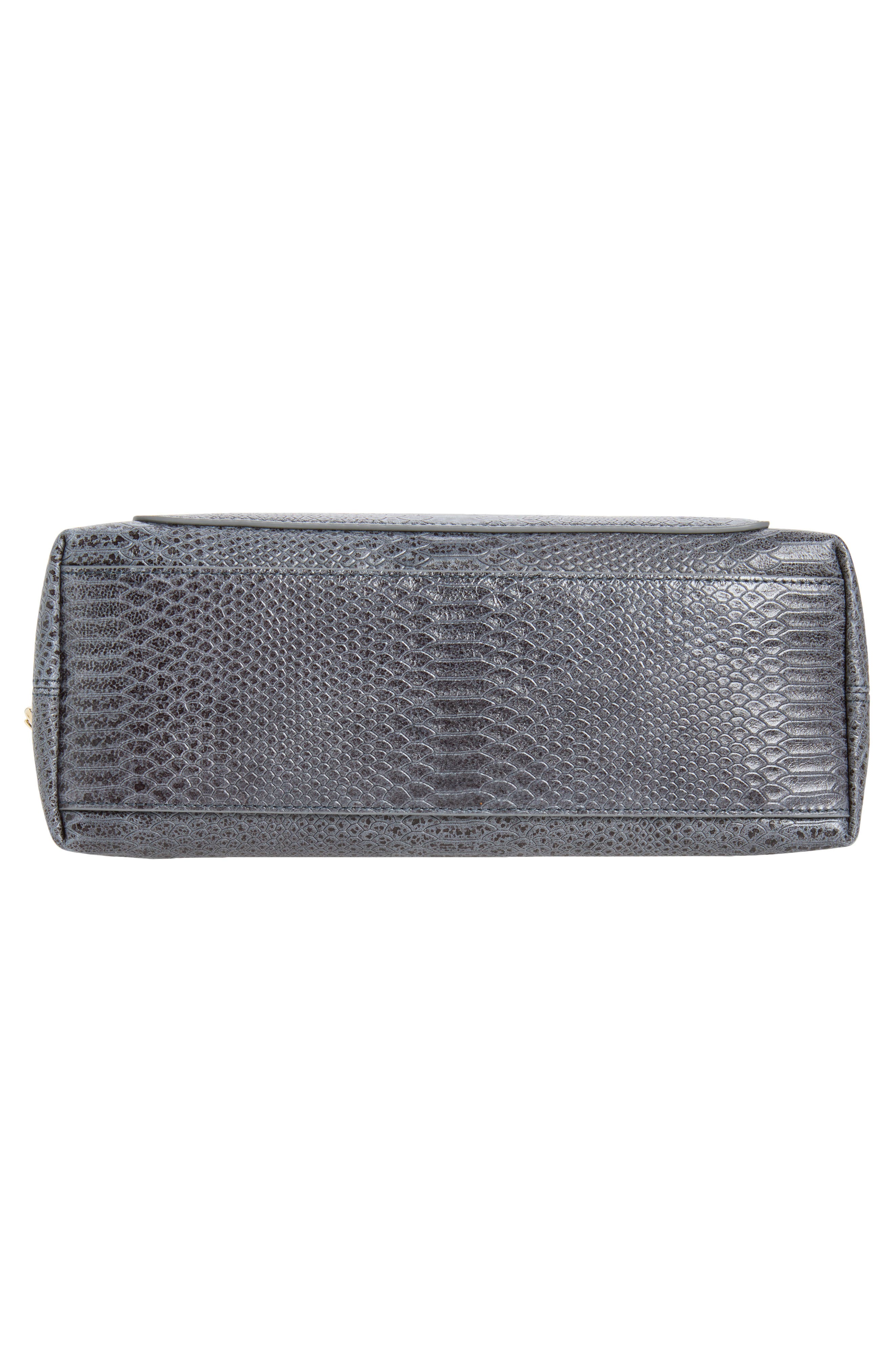 Small Stevie Snake Embossed Leather Top Handle Bag, Alternate, color, FOGGY GREY