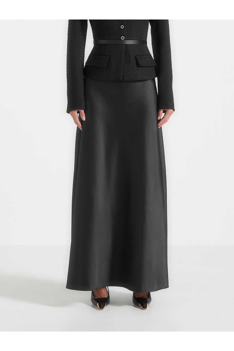 Grace Boucle Blazer Satin Maxi Dress, Alternate, color, Black