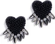 Deepa Gurnani Danika Beaded Fringe Heart Stud Earrings