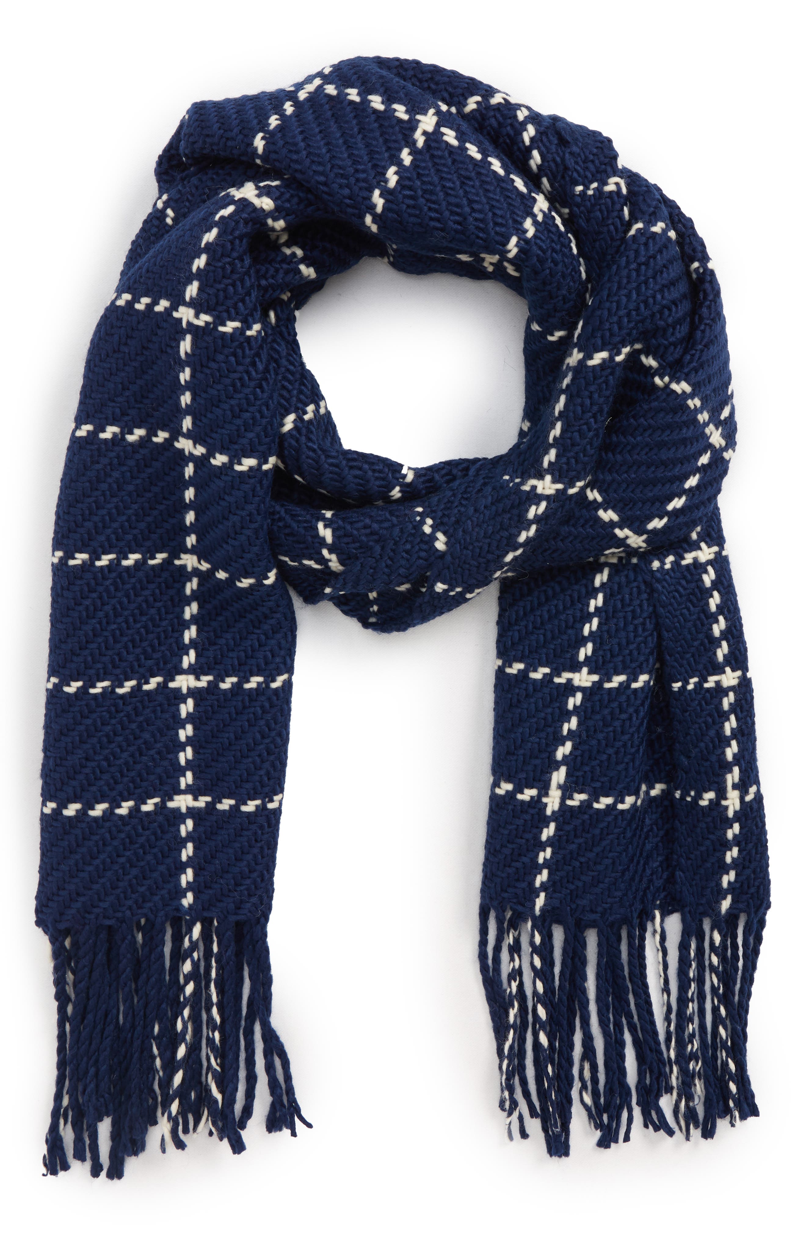 SAACHI Grid Plaid Fringe Scarf (Women) | Nordstromrack