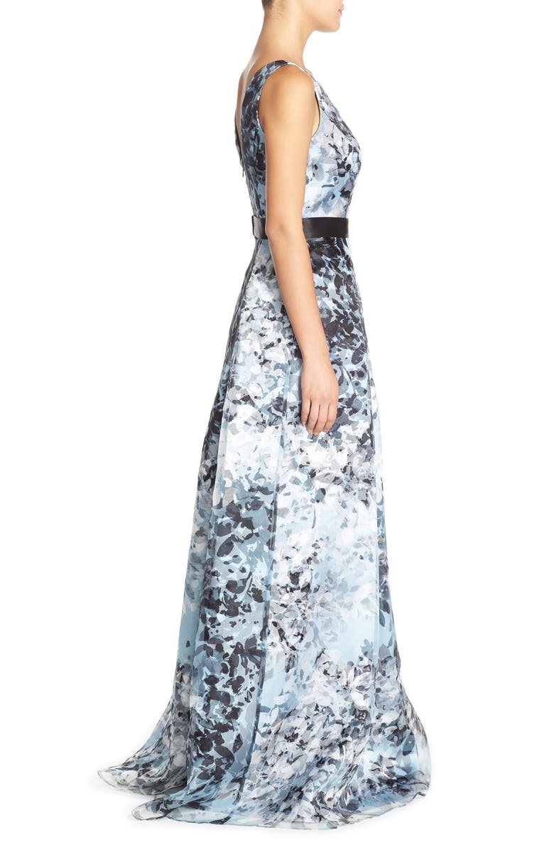 Aidan Mattox Print Organza Fit & Flare Gown, Alternate, color, 