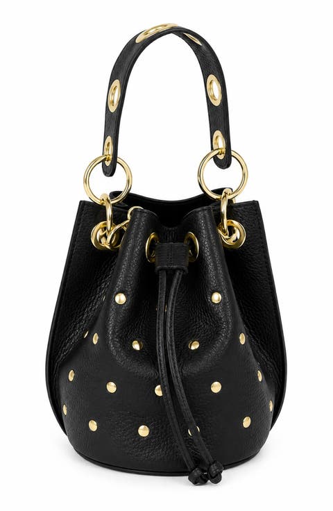 Paolina Studded Leather Bucket Bag