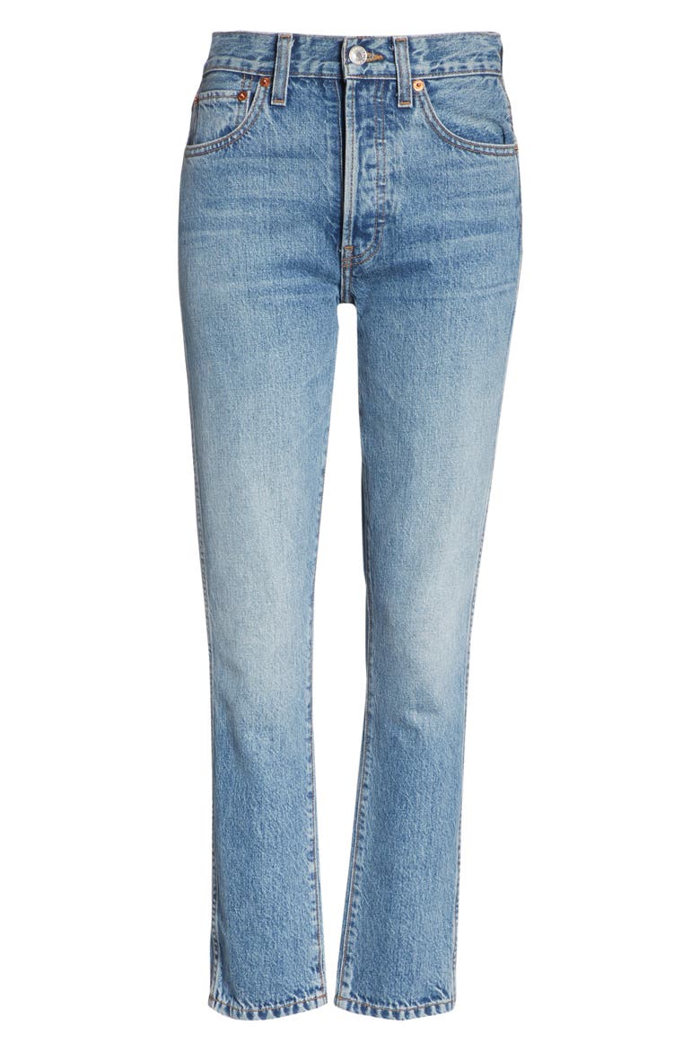 Originals High Waist Double Needle Ankle Jeans, Alternate, color, TRUCKER WASH