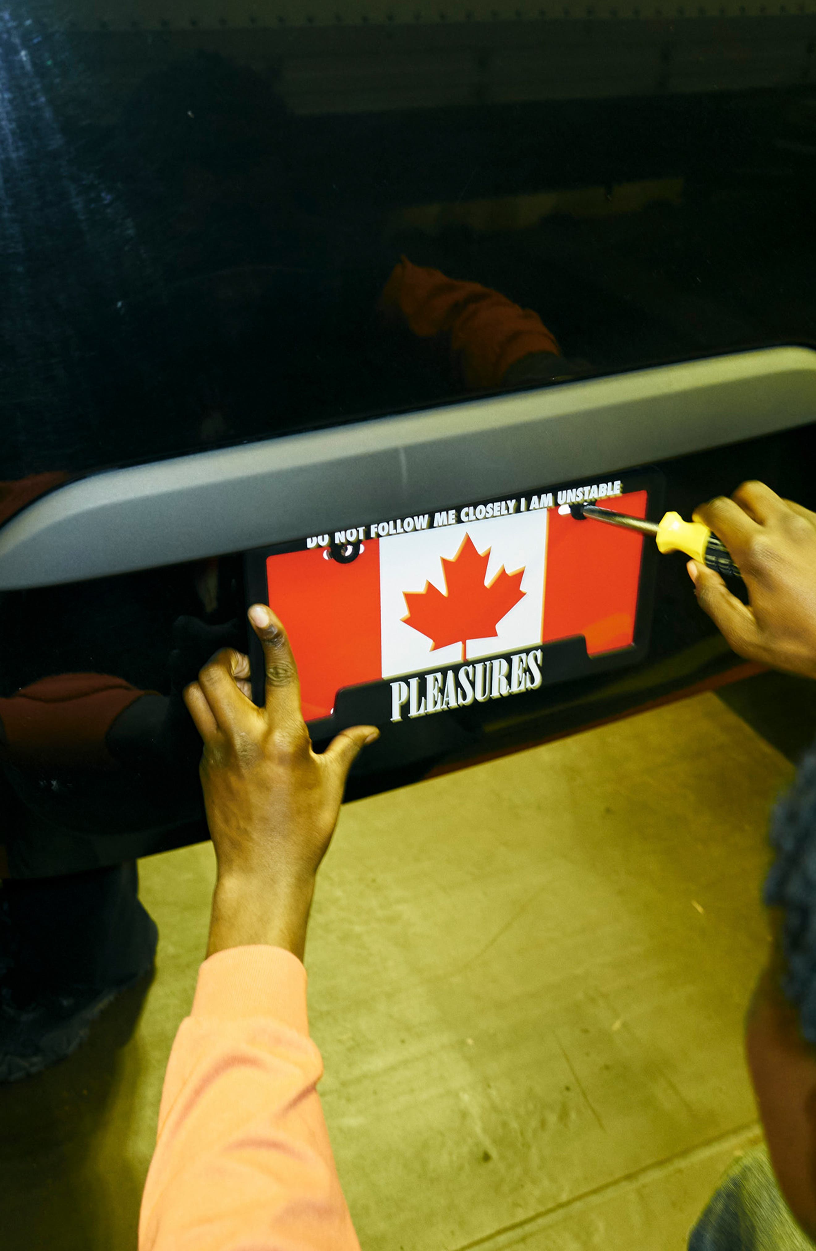 PLEASURES Follow License Plate Frame, Alternate, color, Black