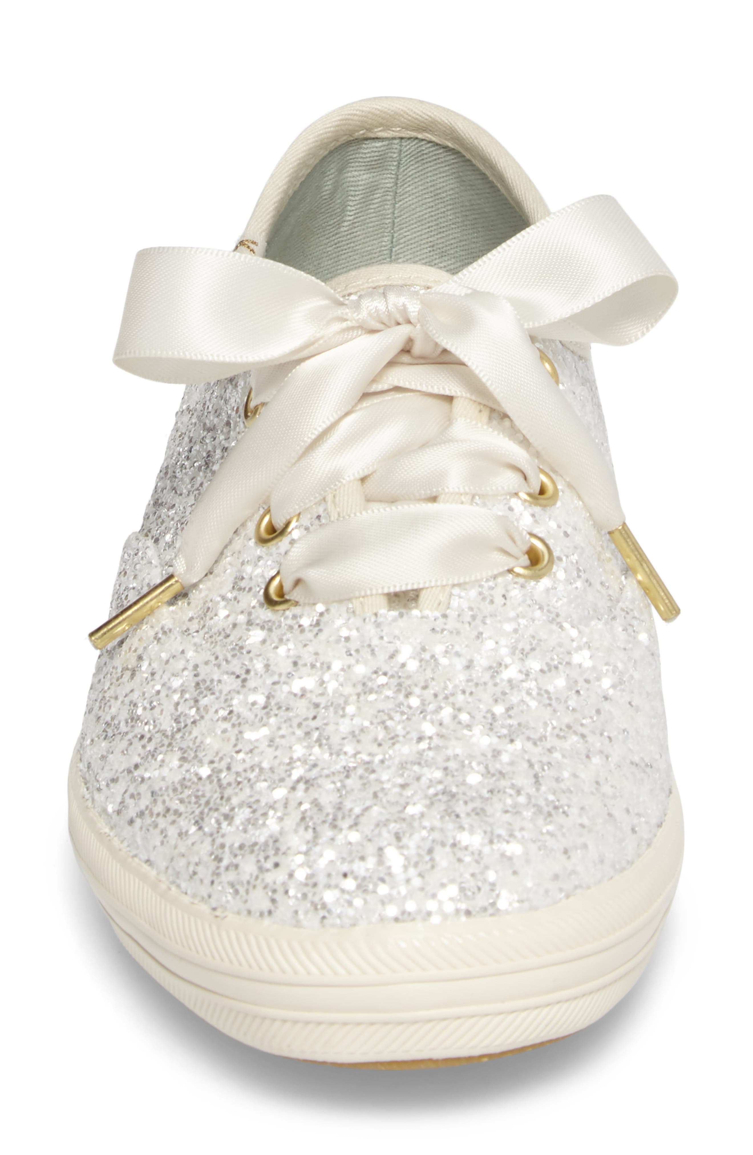 Keds® x kate spade new york glitter sneaker, Alternate, color, CREAM