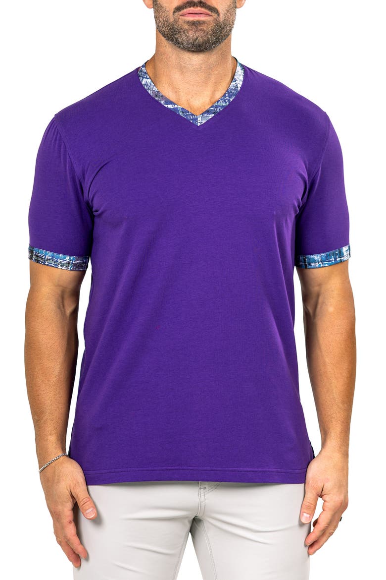 Edison Marthyr0006 Purple Cotton V-Neck T-Shirt, Main, color, PURPLE