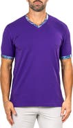 Maceoo Edison Marthyr0006 Purple Cotton V-Neck T-Shirt