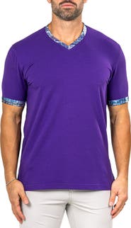 Maceoo Edison Marthyr0006 Purple Cotton V-Neck T-Shirt