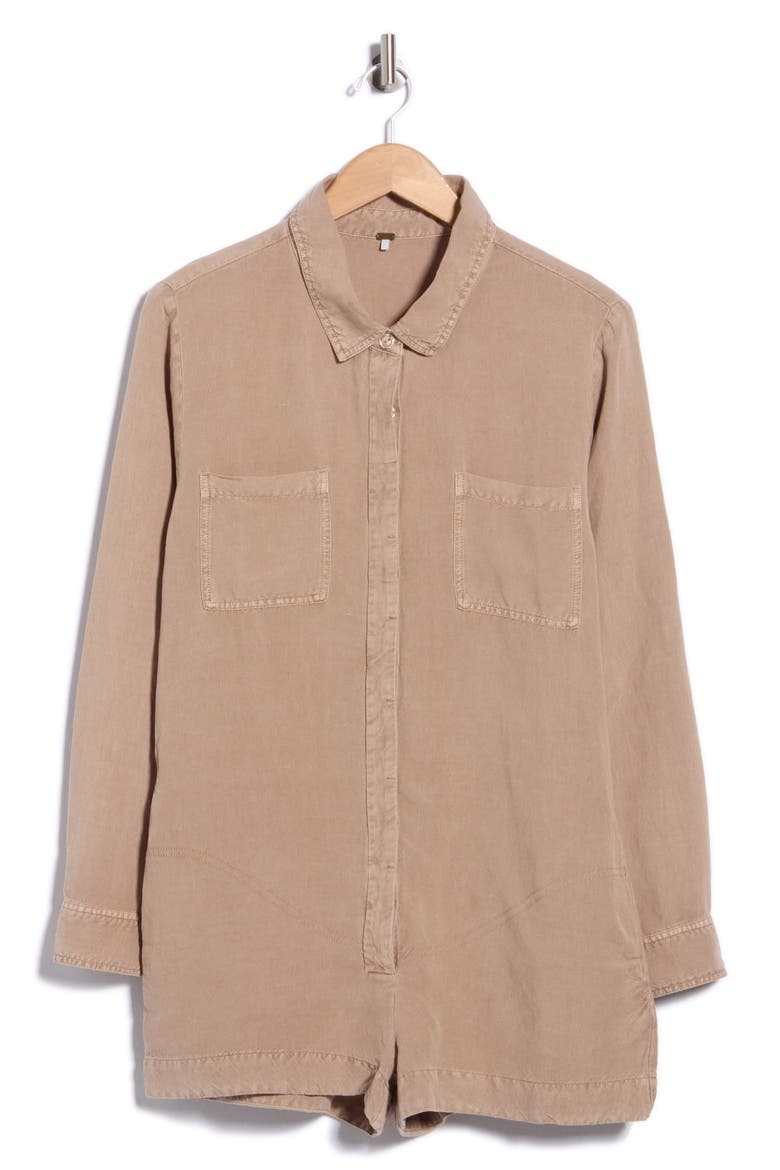Maisie Linen Blend Romper, Alternate, color, SHIITAKE PIGMENT