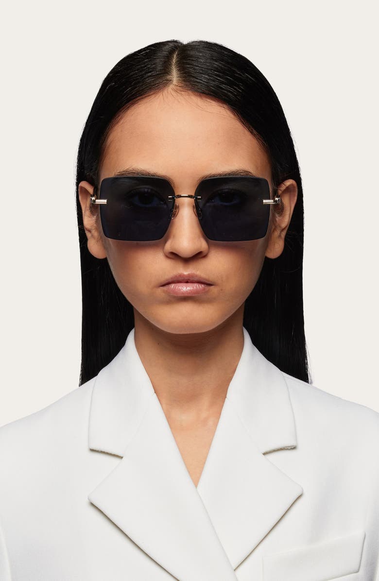 FERRAGAMO Prisma 60mm Rectangular Sunglasses, Alternate, color, Gold/Blue